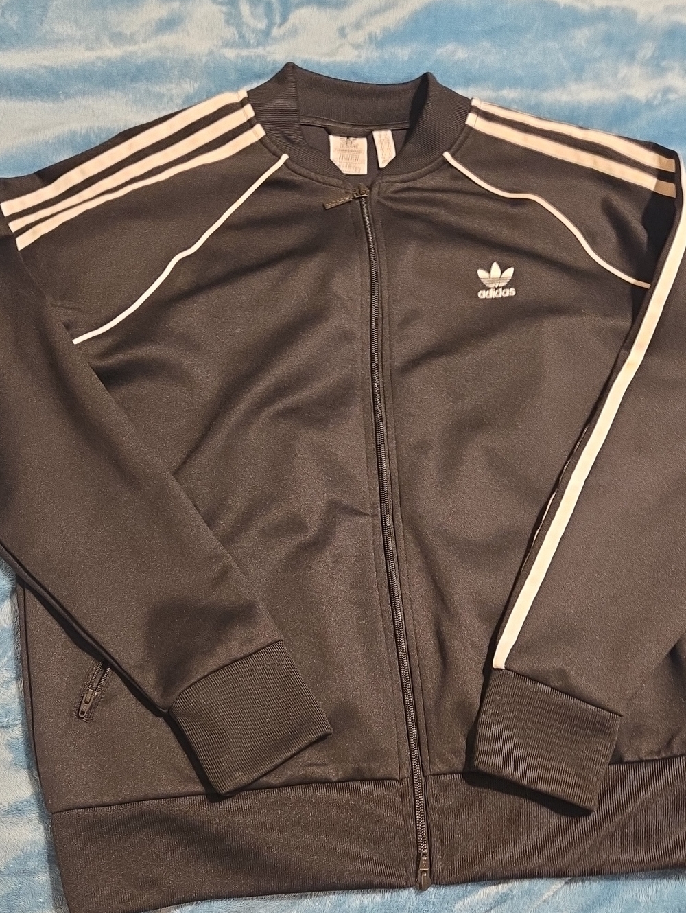 adidas Black Track Jacket with White Stripes